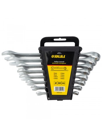 Ключі рожково-накидні 8шт 6-19мм CrV satine Sigma (6010111)