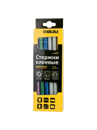 Набір стержнів клейових Ø11,2*200мм 12шт 0,24 кг (кольорові) Sigma (2713151)