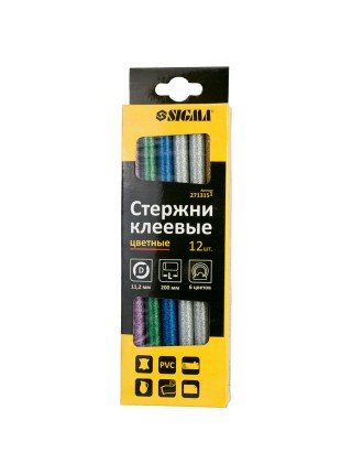 Набір стержнів клейових Ø11,2*200мм 12шт 0,24 кг (кольорові) Sigma (2713151)
