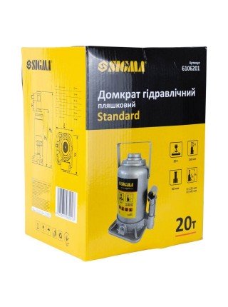 Домкрат гідравлічний пляшковий 20т H 235-445мм Standard Sigma (6106201)