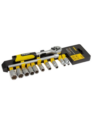 Ключ-тріскачка 1/4" з набором насадок і подовжувачем 12шт CrV mid Sigma (6003501)