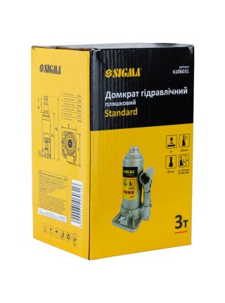 Домкрат гідравлічний пляшковий 3т H 175-345мм Standard Sigma (6106031)