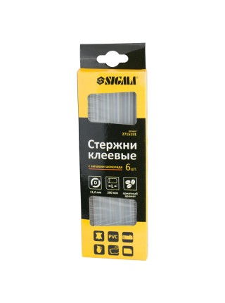 Стержні клейові Ø11,2*200мм 6шт (запах шоколаду) Sigma (2715151)