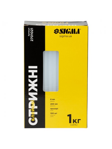 Стержні клейові Ø8*200мм 100шт 1кг (прозорі) Sigma (2701021)