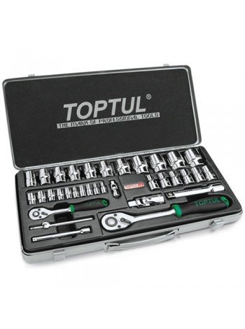 Набор головок с трещоткой TOPTUL 1/4", 1/2" 34ед. GCAD3401