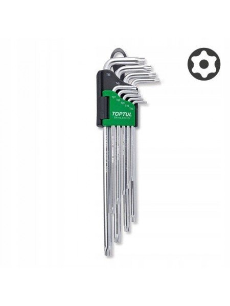 Г-образні ключі TORX TOPTUL T10-T50 9ед. супердовгі з отвором GAAL0915