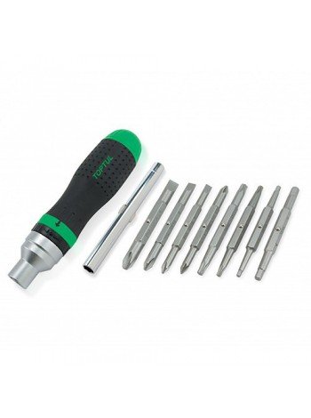 Трещоточная викрутка-бітотримач 1/4" TOPTUL 19-в-1 GAAR1002