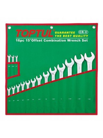 Набор ключей дюймовых комбинированных TOPTUL 16 шт. (1/4"-1-1/4") GBAA1604