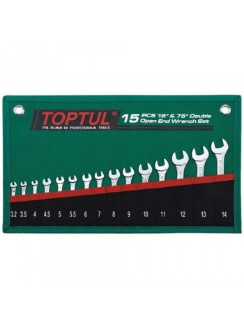 Набір ключів ріжкових TOPTUL 15 шт. 3,2-14мм 15°х75° GRAJ1501