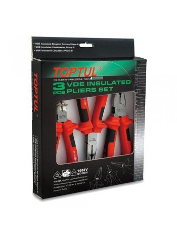Плоскогубцы диэлектрические 1000V TOPTUL набор 3ед. GAAE0301