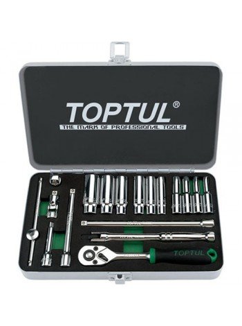 Набір інструменту дюймового TOPTUL 1/4" 18ед. 3/16"-9/16" (довгі головки) GCAD1813