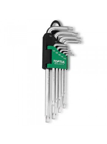 Набір ключів TORX Р-обр. довгих TOPTUL T10-T50 9ед. з отвором GAAL0919