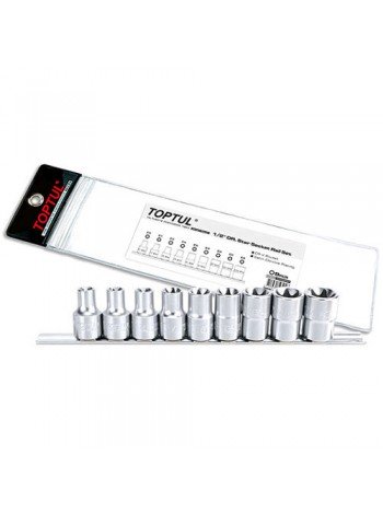 Набір головок TORX 1/2" E10-E24 9ед.(зірка Давида) Toptul GAAG0901