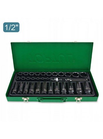 Набор головок ударных 1/2" 8-32мм  32ед. короткие+длинные  Toptul GDAD3201