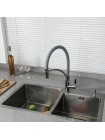 Кухонный смеситель с гибким изливом Frap F4552 серый-хром