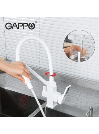 Смеситель для кухни на две воды Gappo G4317-8 белый