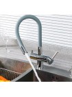 Gappo G4398-30 - Смеситель на кухню с гибким изливом с краном под фильтр серый хром