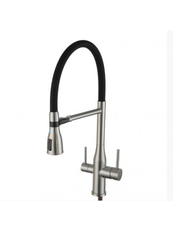 Смеситель на кухню с краном под фильтр и гибким изливом Gappo G4399-75