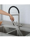 Смеситель на кухню с краном под фильтр и гибким изливом Gappo G4399-75