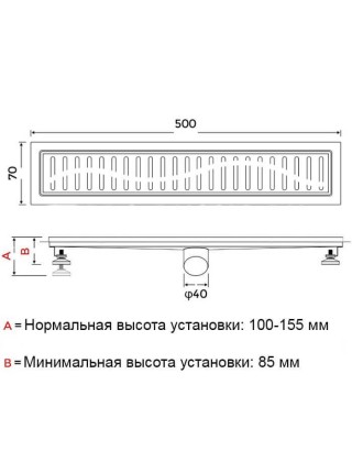 GAPPO G87007-39 Лінійний трап для душу нержавіючої сталі 70 см збройова сталь
