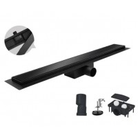 Трап для душа чёрный Koer FD08-70x500-Glass Black 60 см со стеклянной панелью KR5140