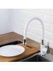 Белый Смеситель для кухни с гибким изливом Frap F4041
