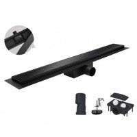 Трап для душу чорний Koer FD08-70x500-Glass Black 60 см зі скляною панеллю KR5140