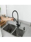 Кухонный смеситель чёрный Frap F4374-6 с краном под фильтр