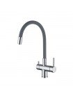 Gappo G4398-30 - Смеситель на кухню с гибким изливом с краном под фильтр серый хром