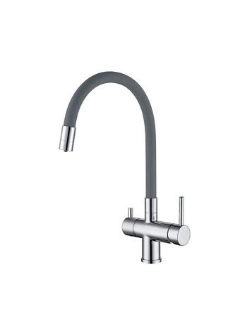 Gappo G4398-30 - Смеситель на кухню с гибким изливом с краном под фильтр серый хром