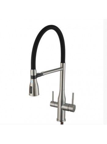 Смеситель на кухню с краном под фильтр и гибким изливом Gappo G4399-75