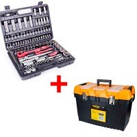 Профессиональный набор инструментов 1/2, 1/4, 108 ед, INTERTOOL ET-6108 + ящик для инструментов Sigma 7403561