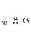 Ключ шестигранний Г-подібний HEX 14 x 56 х 236 мм Yato YT-05444