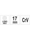 Ключ шестигранний Г-подібний HEX 17 x 63 x 250 мм Yato YT-05445