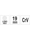 Ключ шестигранный Г-образный HEX 19 x 70 х 280 мм Yato YT-05446