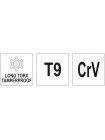 Ключ TORX SECURITY Г-образный Т9 х 16 х 80 мм Yato YT-05513