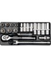 Набор торцевых головок 10-19 мм 3/8'' с трещоткой и воротком Yato YT-38641