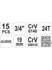 Набор торцевых головок 15 предметов Yato YT-1334