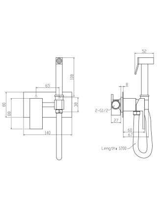 Гігієнічний душ Mixxus Premium Bend 002 Inner з лійкою MI6924