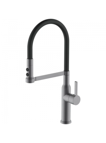 Смеситель для кухни Mixxus Premium PULL 017 GRAPHITE REFL.BLACK графит-излив черный MI8278