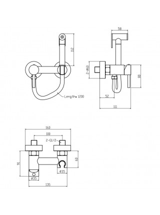 Гігієнічний душ Mixxus Premium Hans 024-B з лійкою MI6923