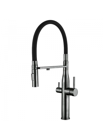 Кухонный смеситель на две воды Mixxus VTM-021 graphite Refl.Black (нерж. сталь) (MI6088)