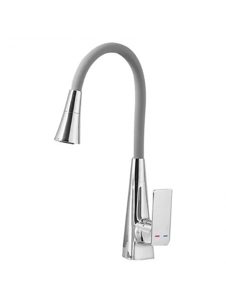 Змішувач для кухні Mixxus Etna 014-T NUT Refl.Grey хром-силіконовий вилив сірий MI8420