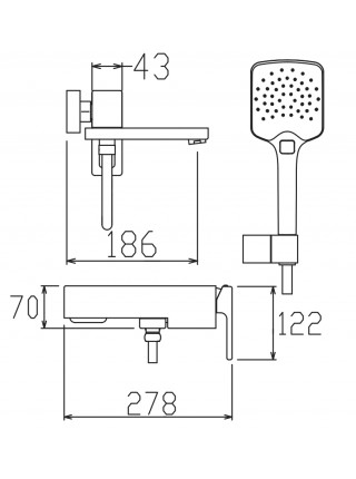 Смеситель для ванны с коротким изливом KOER KB-41009-05 черный KR6018 Смеситель для ванны с коротким изливом KOER KB-41009-05 черный KR6018
