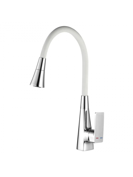 Змішувач для кухні Mixxus Etna 014-T NUT Refl.White хром-силіконовий вилив білий MI8421