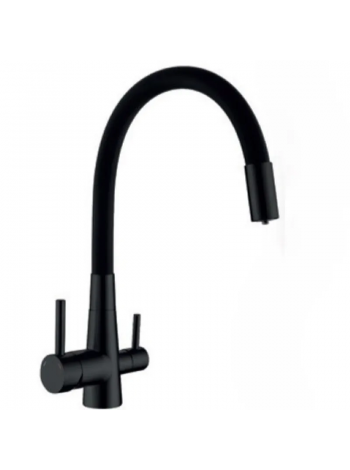 Смеситель для кухни Mixxus SUS-021 BLACK REFL.BLACK с силиконовым изливом, с выходом для питьевой воды MI6214