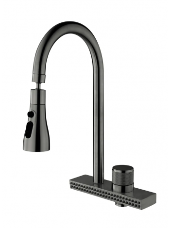 Смеситель для кухни Mixxus FOL-017 Graphite с функц. водопад из нерж. стали MI6344