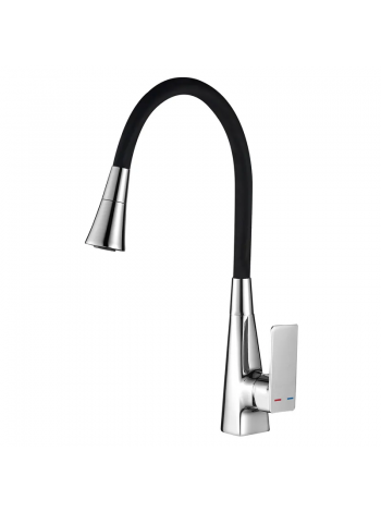 Змішувач для кухні Mixxus Etna 014-T NUT Refl.Black хром-силіконовий вилив чорний MI8419