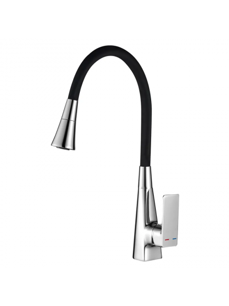 Змішувач для кухні Mixxus Etna 014-T NUT Refl.Black хром-силіконовий вилив чорний MI8419