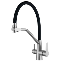 Смеситель для кухни на две воды с гибким изливом Mixxus FUL-021 REFL.BLACK нерж. сталь SUS304 MX0787
